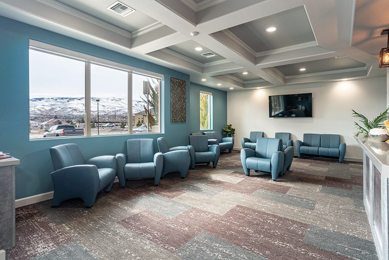 Stryker construction Well Beyond Dental Waiting Room, how to design a waiting room